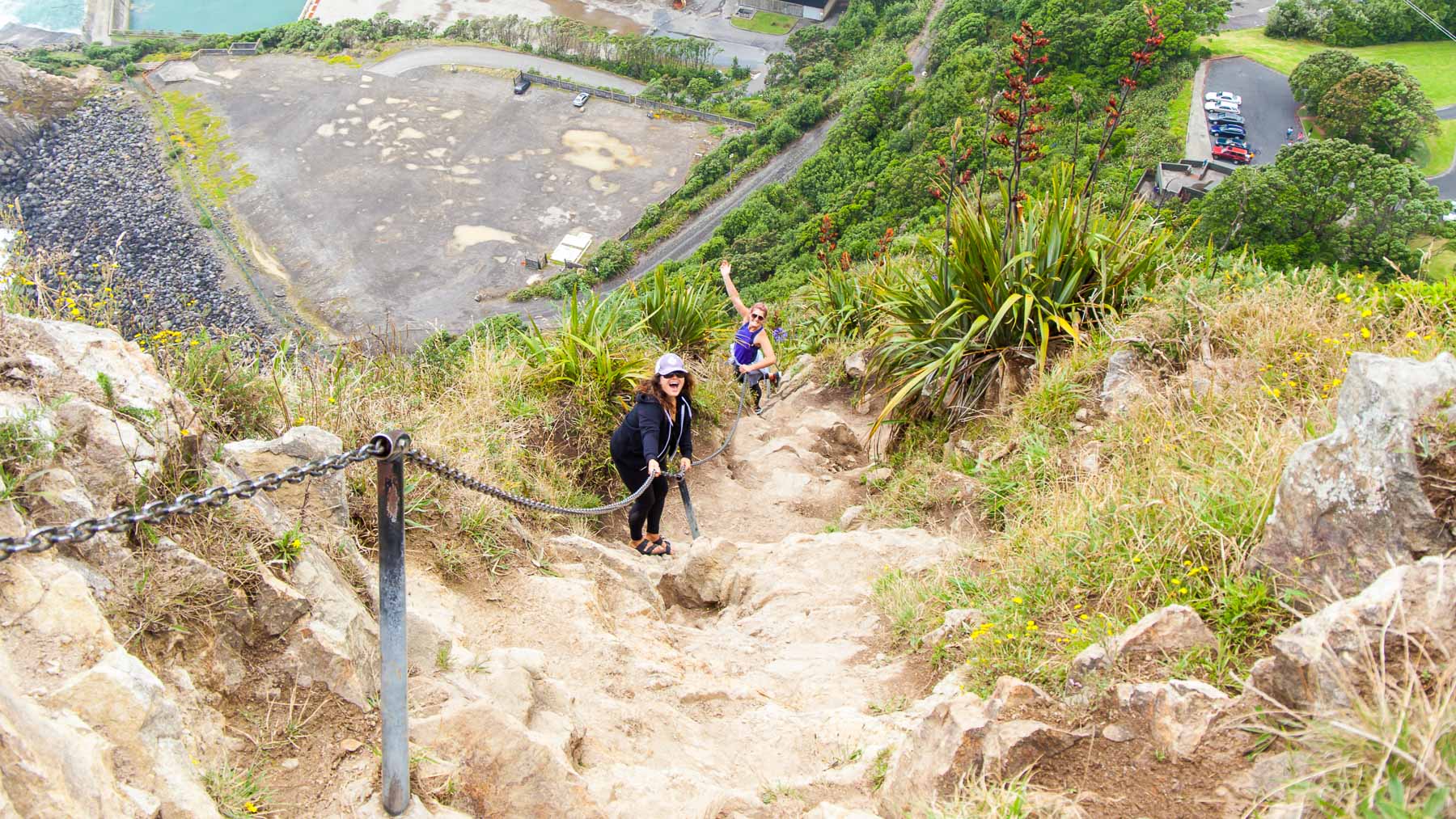 Climbing Paritutu Rock