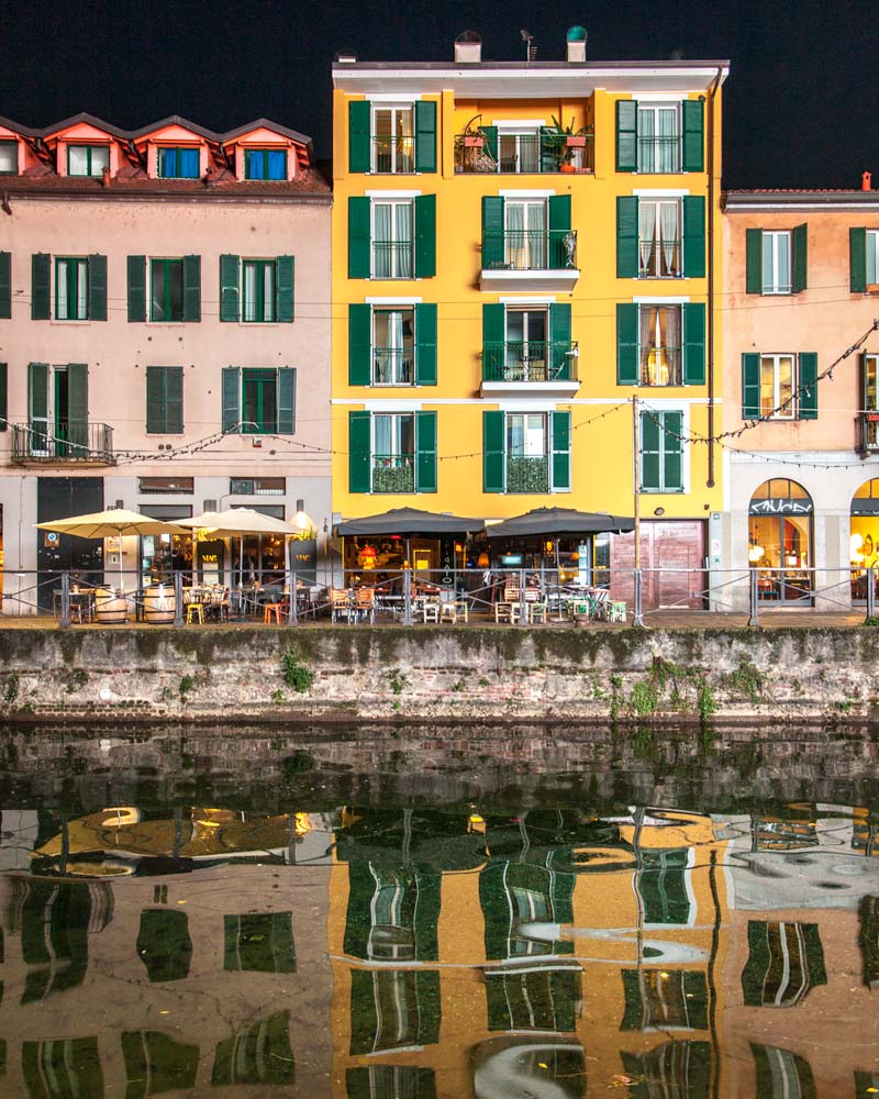 Navigli Milan canals reflection
