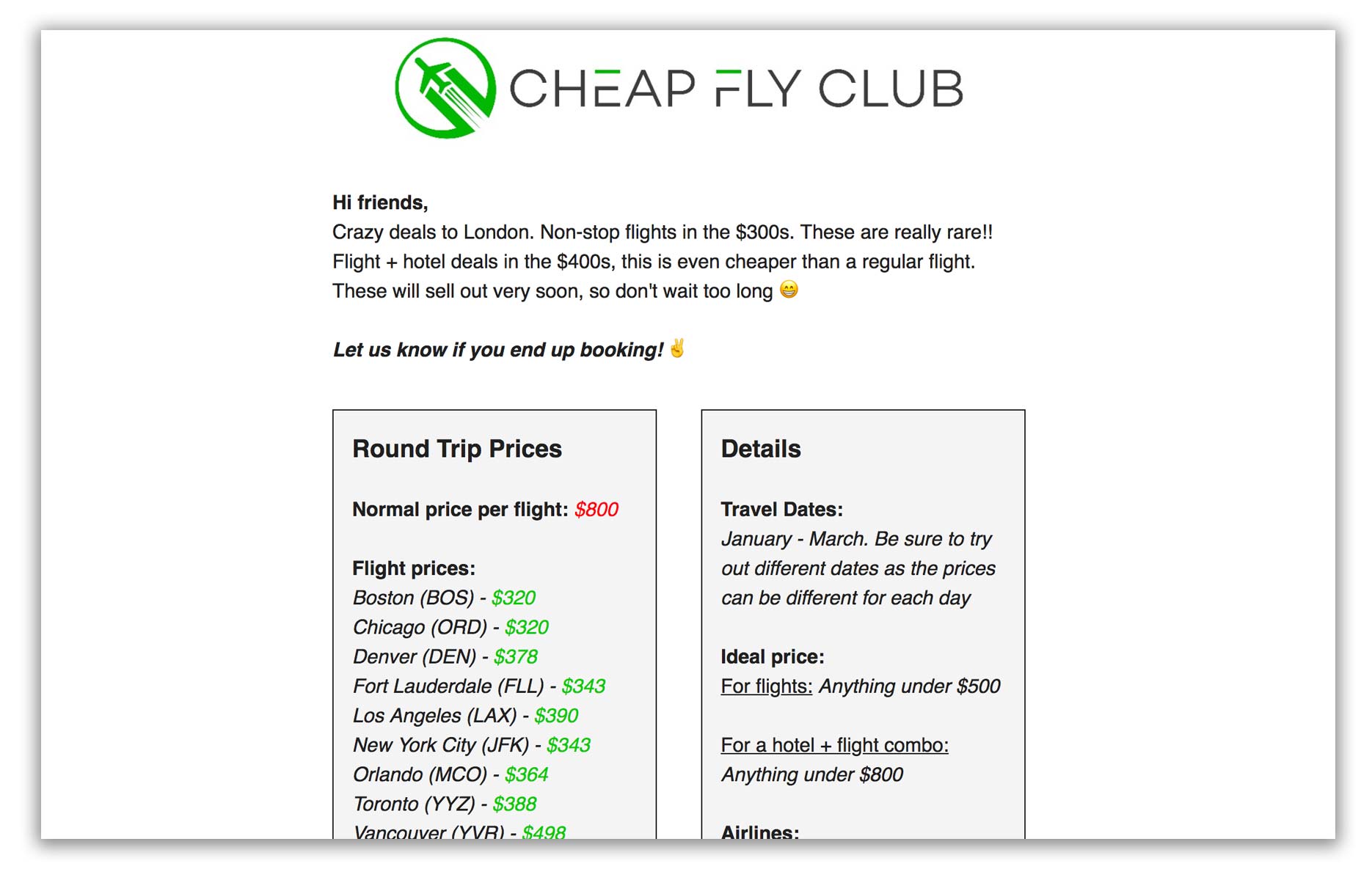 Club de vuelo barato