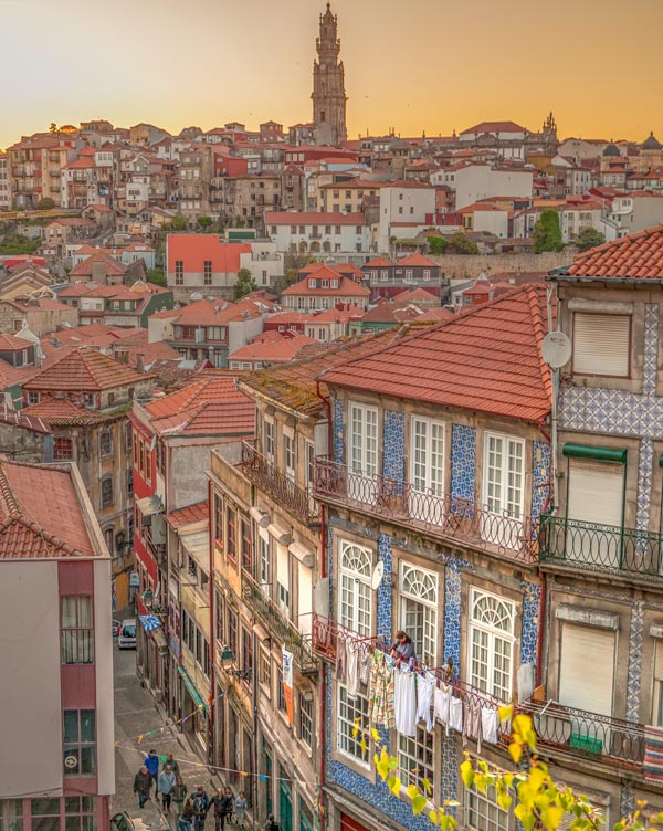 Sunset in Porto small street