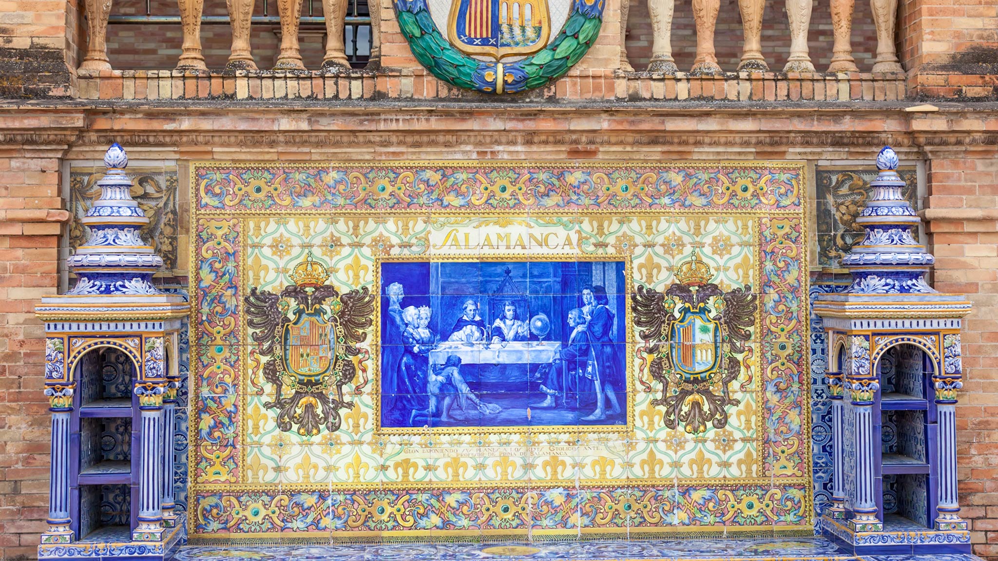 Tiles decorate Plaza Espana