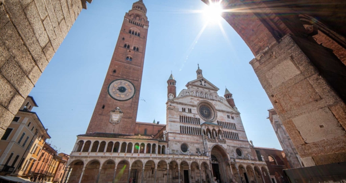 Cremona Cathedral framed by a Portico