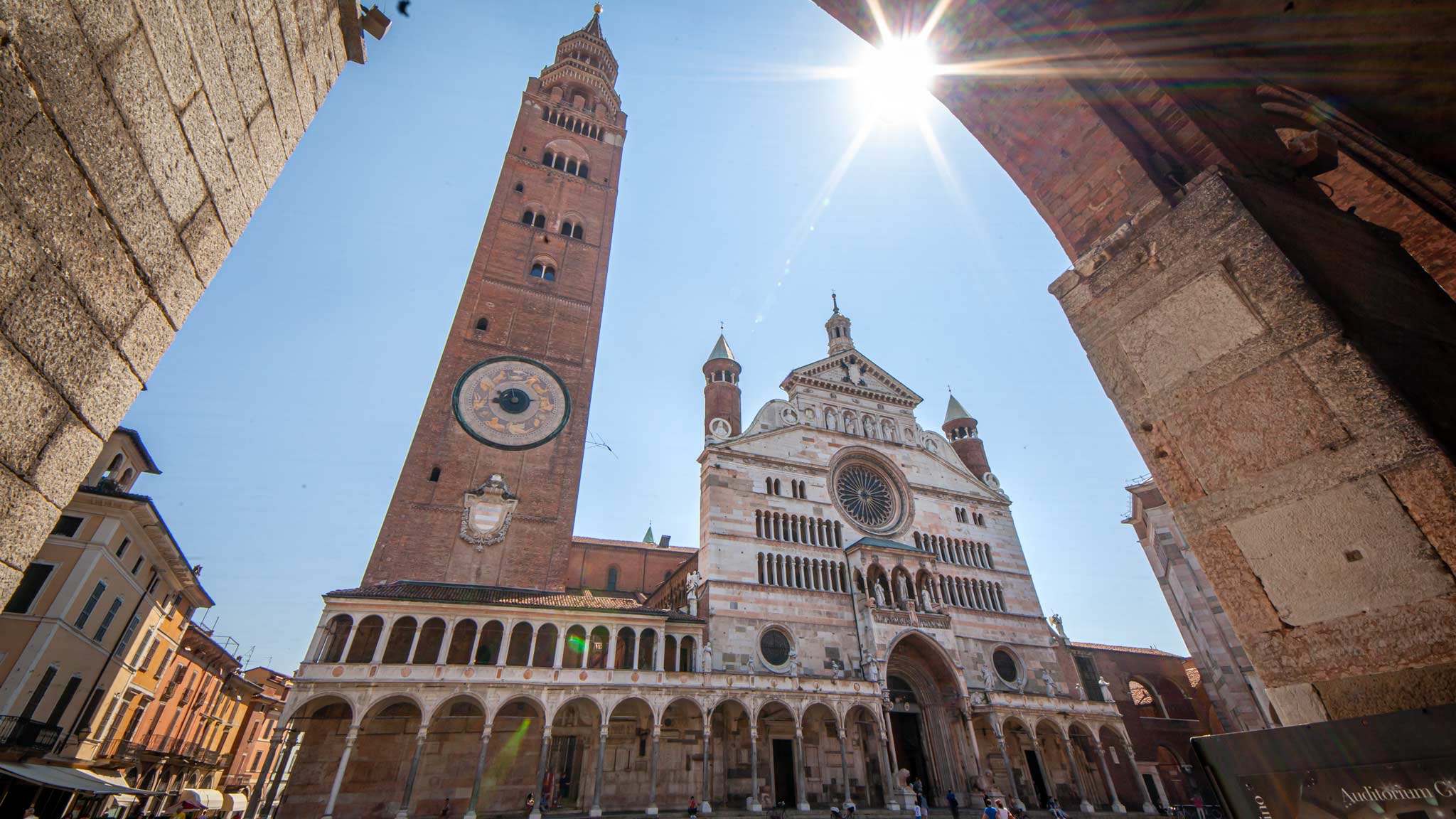 Cremona Cathedral framed by a Portico