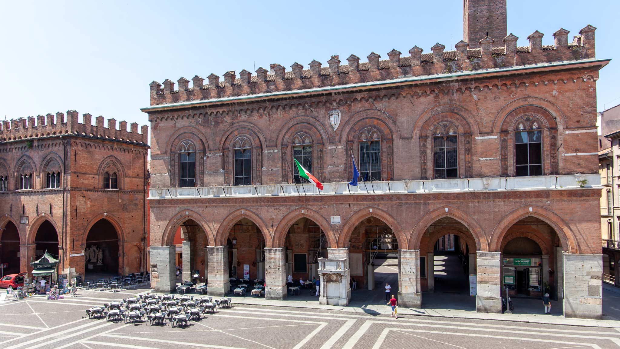 Cremona town hall with a cafe and Porticos