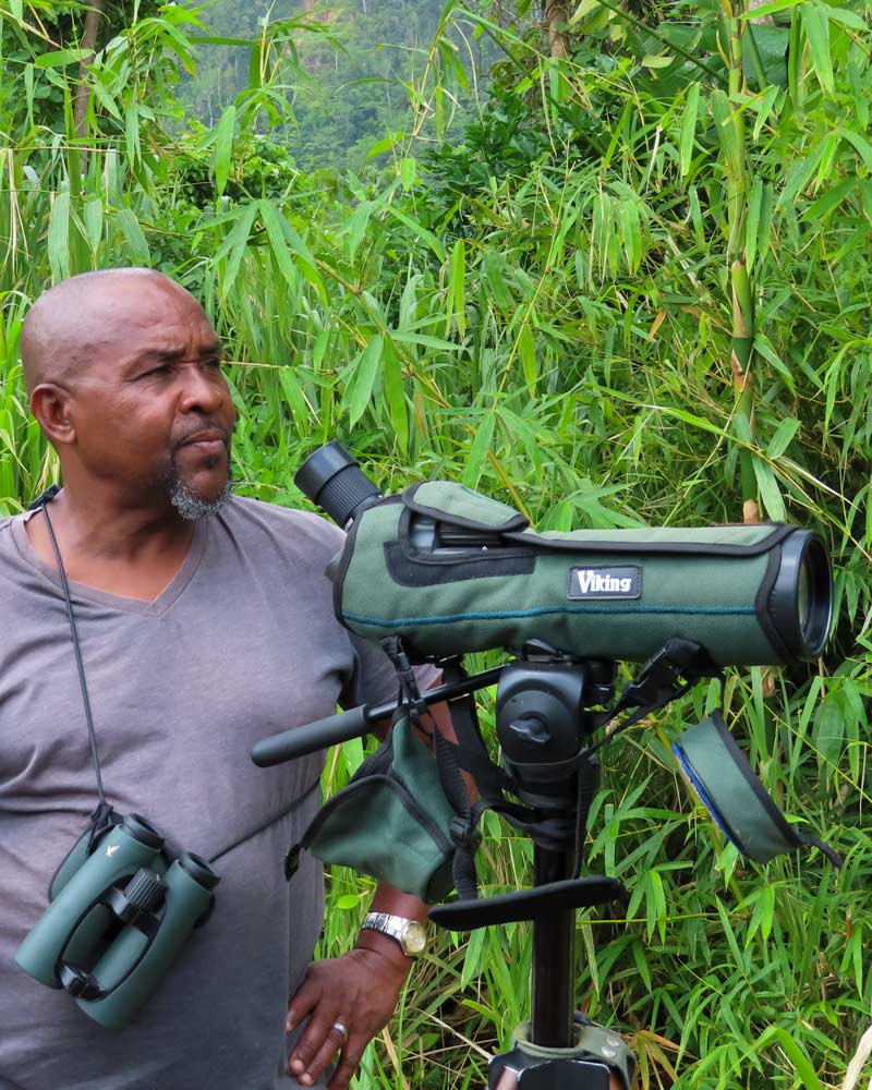 Dr Birdy, a well known bird expert in Dominica