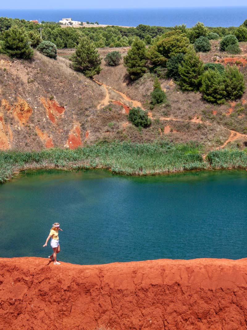 A red sand park and lake in Otranto Puglia