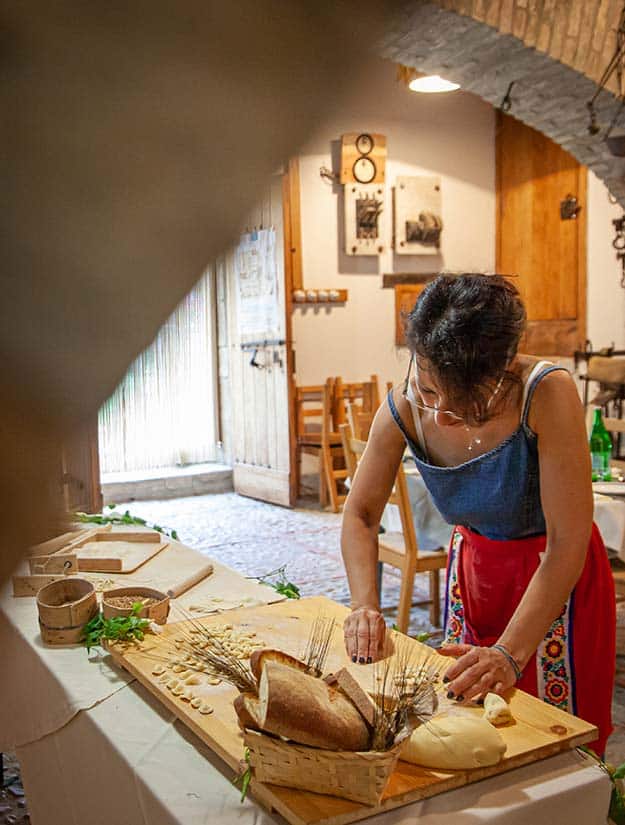 Olga makes traditional Puglia pasta inside a watermill