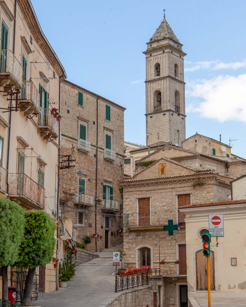 The main square of Santa Agata di Puglia with a tower