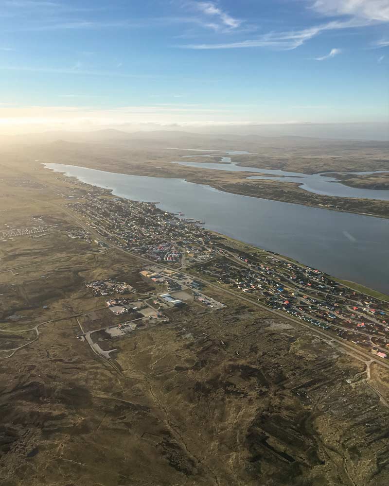 Another aerial image of Stanley, taken at sunset