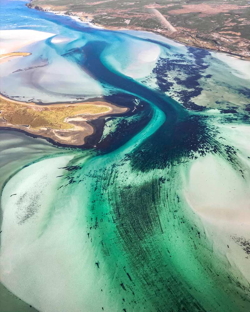 A kaleidoscope of cerulean hues in The Falkland Islands