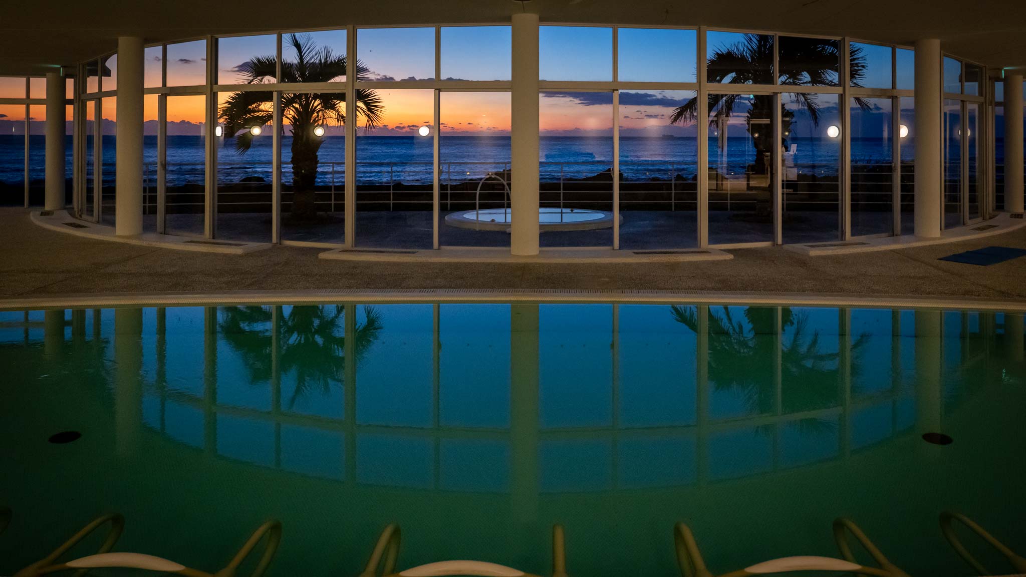 The deep sea therapy pool at sunrise 