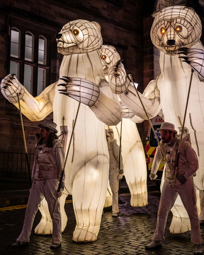 Part of the edinburgh street party for NYE were these illuminated bears