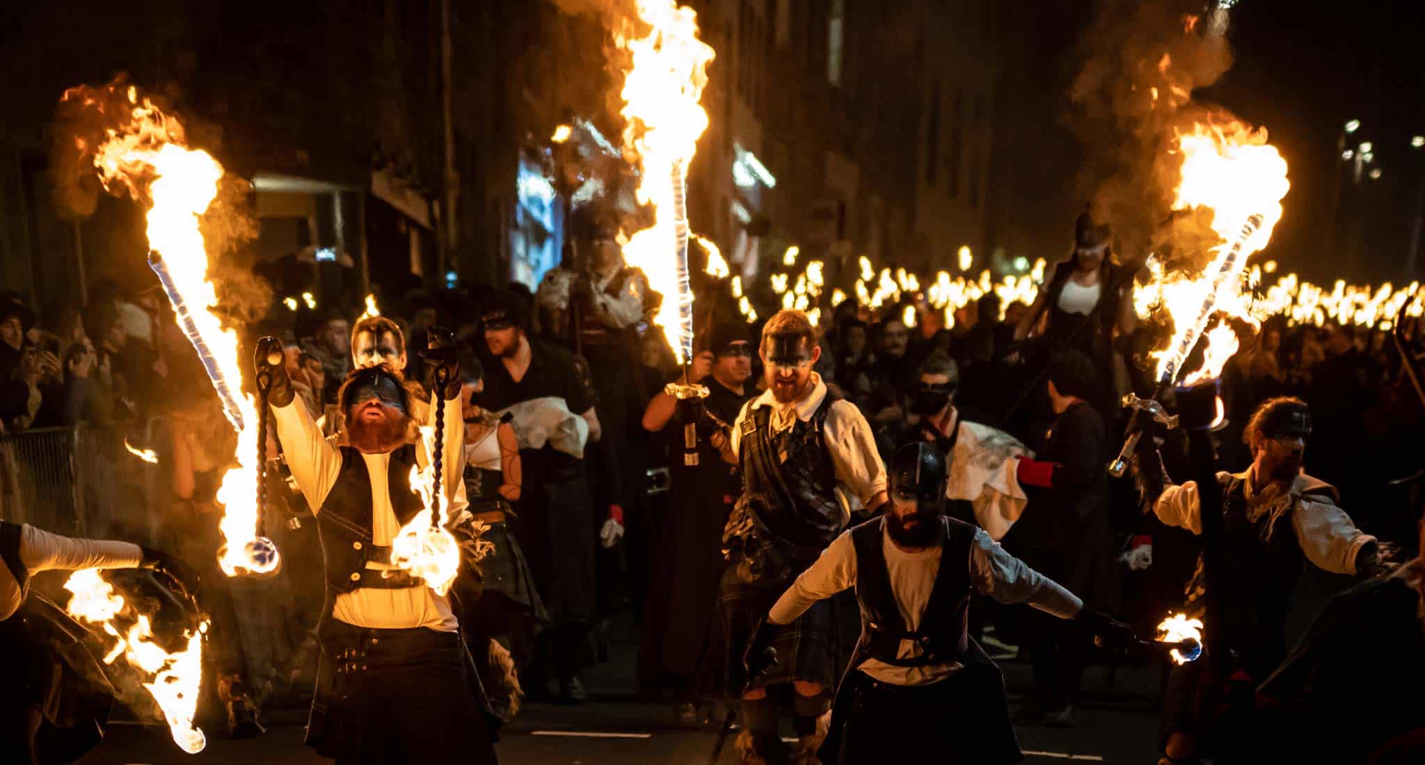 The start of the torchlight procession in Edinburgh