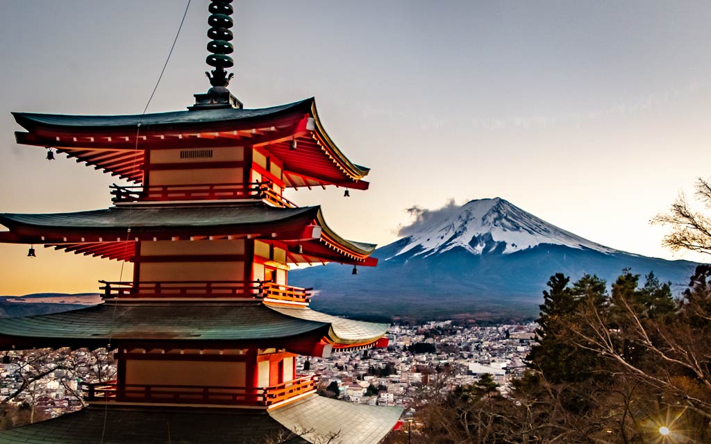 Mount Fuji as viewed from the pagoda