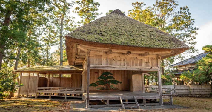 Noh Theatre Stage Outside in Sado Island