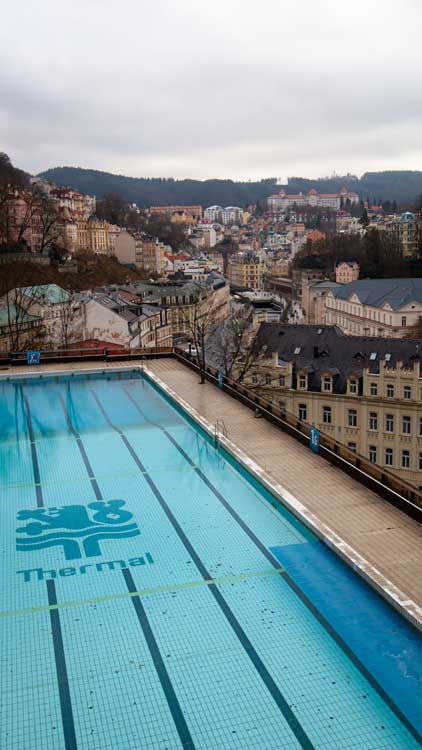 A thermal swimming pool above the city of Karlovy Vary