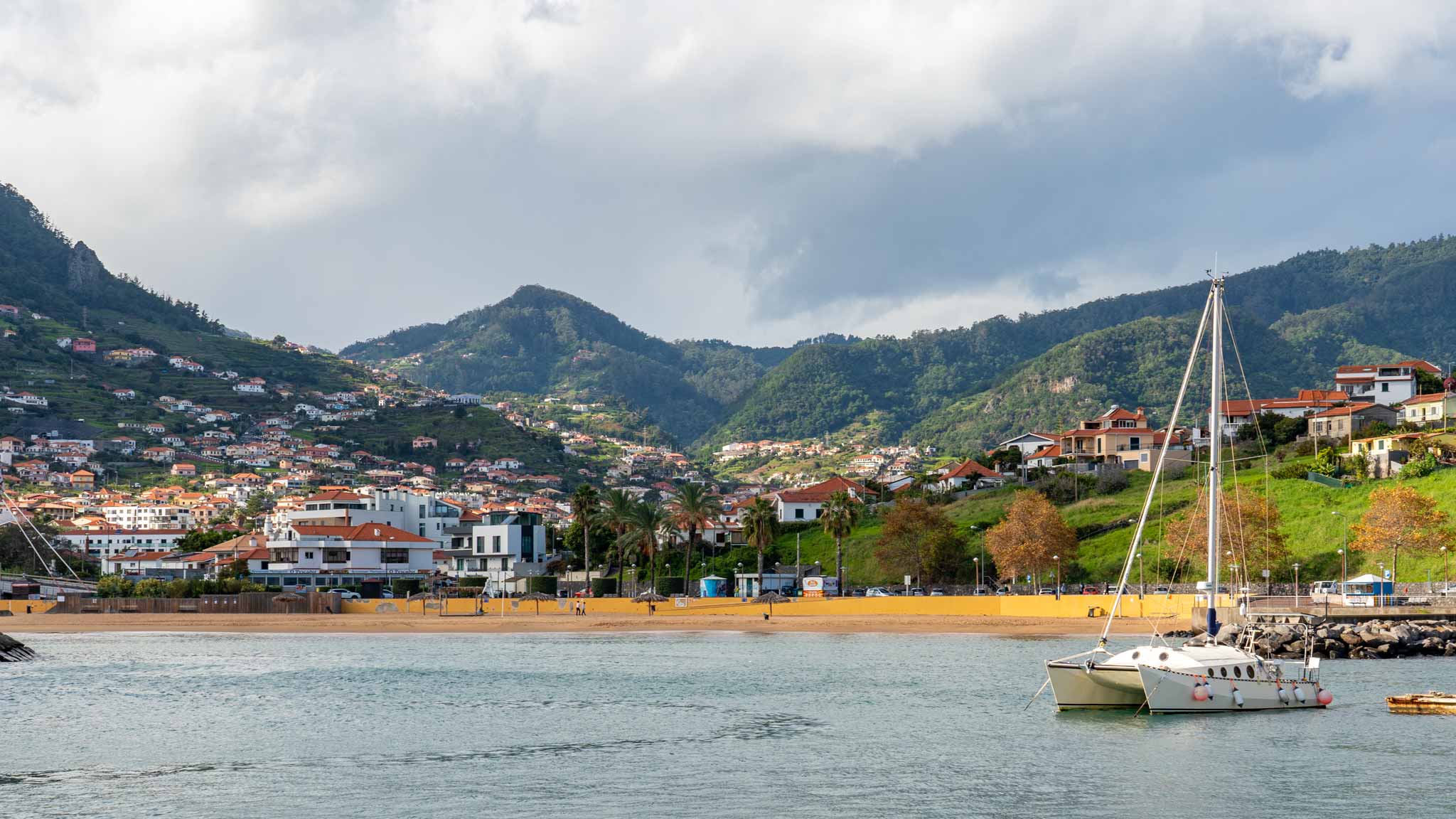 The golden beach of Machico on Madeira