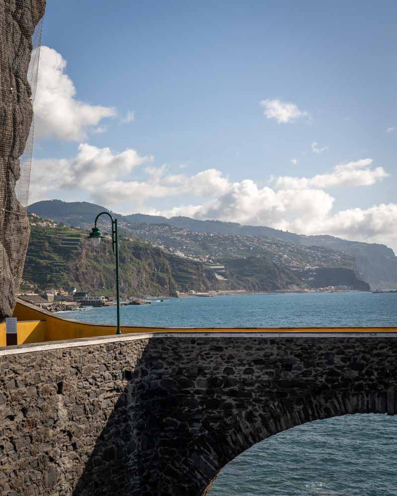An arched bridge to a viewing platform in Ponto do Sol Madeira