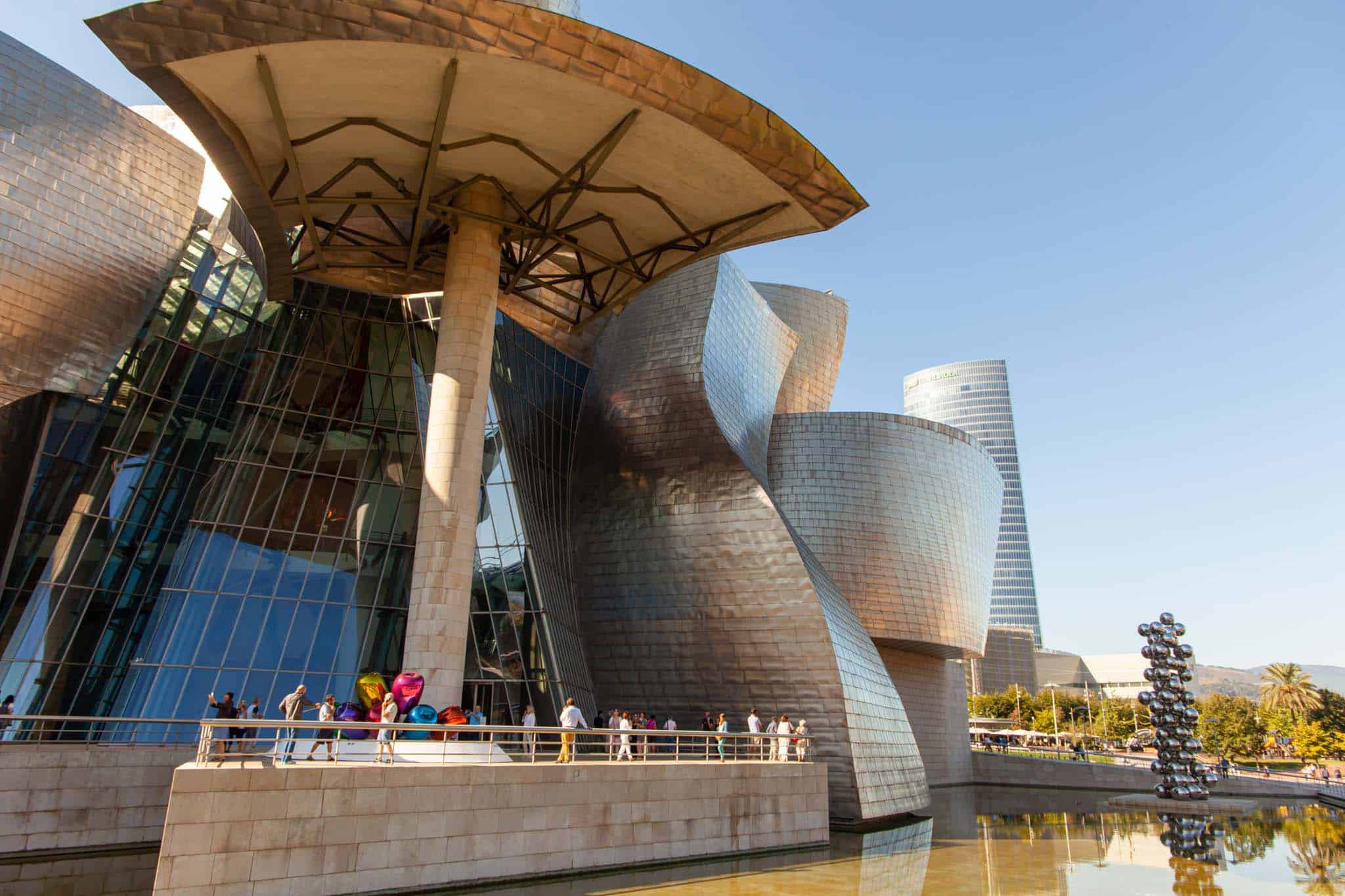 The modern looking Guggenheim Museum in Bilbao Gu