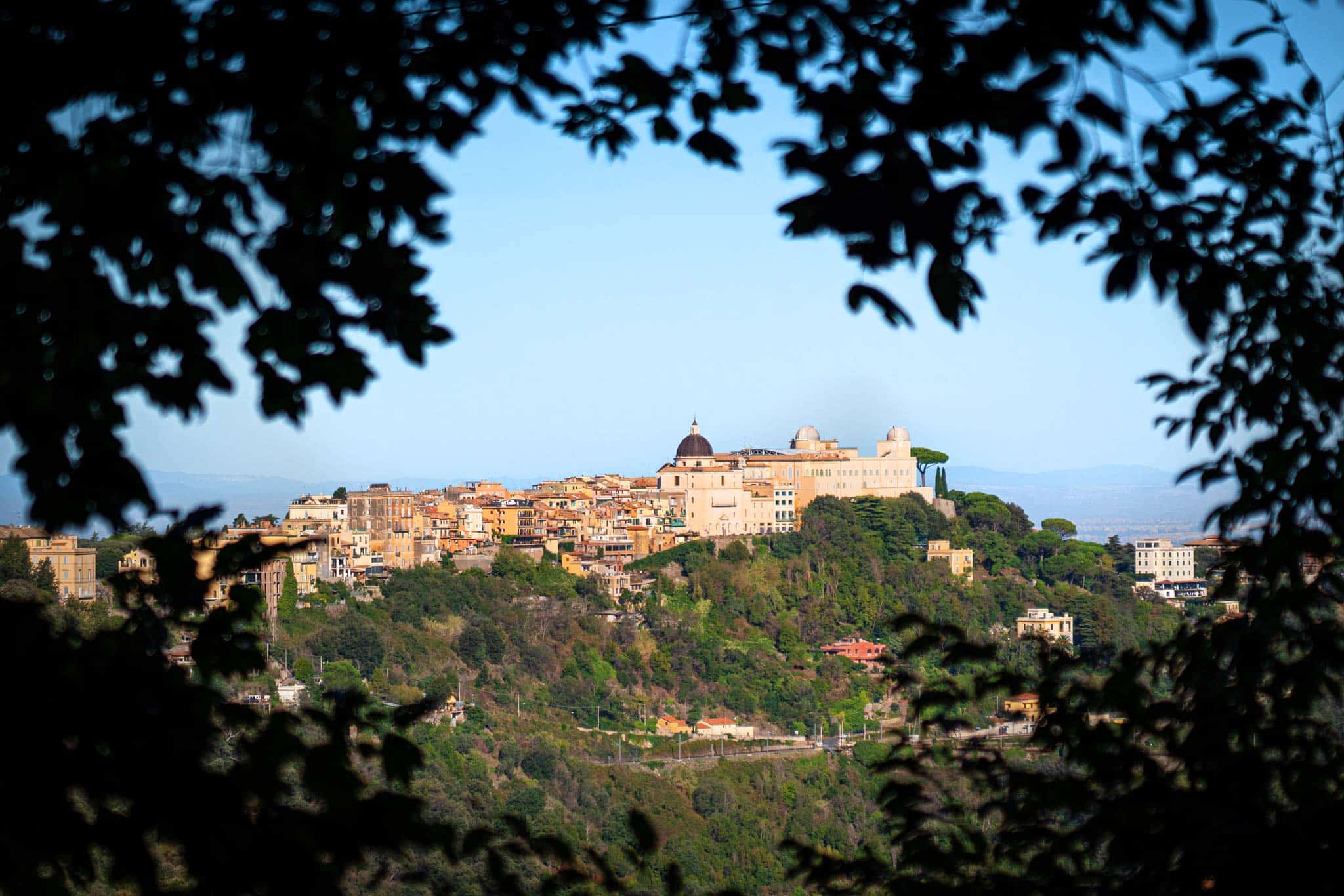 Castel Gandolfo sitting high above the lake