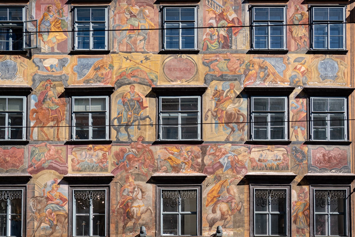 A detailed façade in Graz Old Town