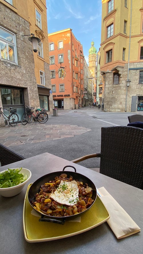 Tyrol Grosl dish on a summer's day in Innsbruck