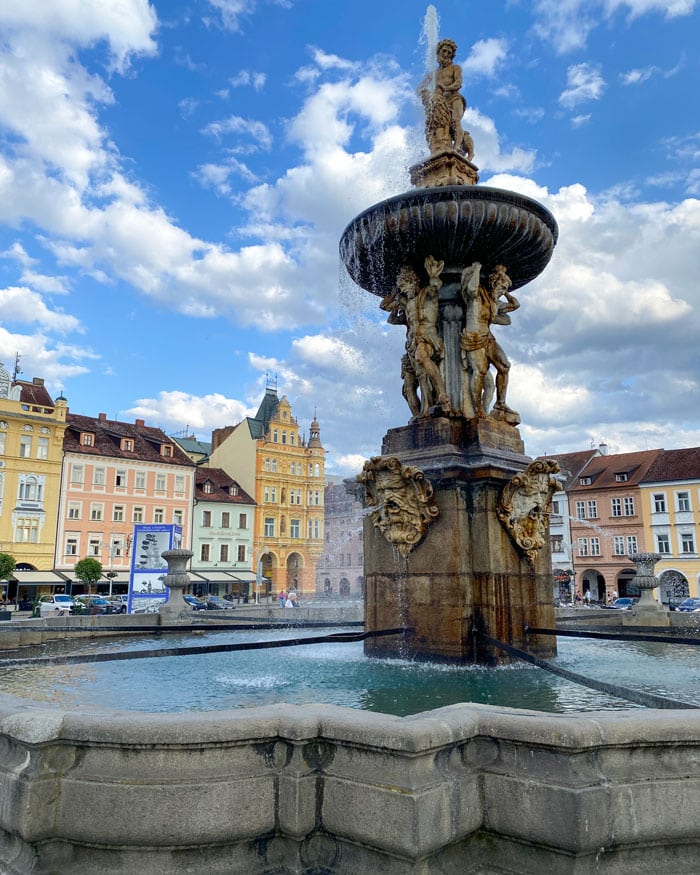 Water fountain in České Budějovice South Bohemia