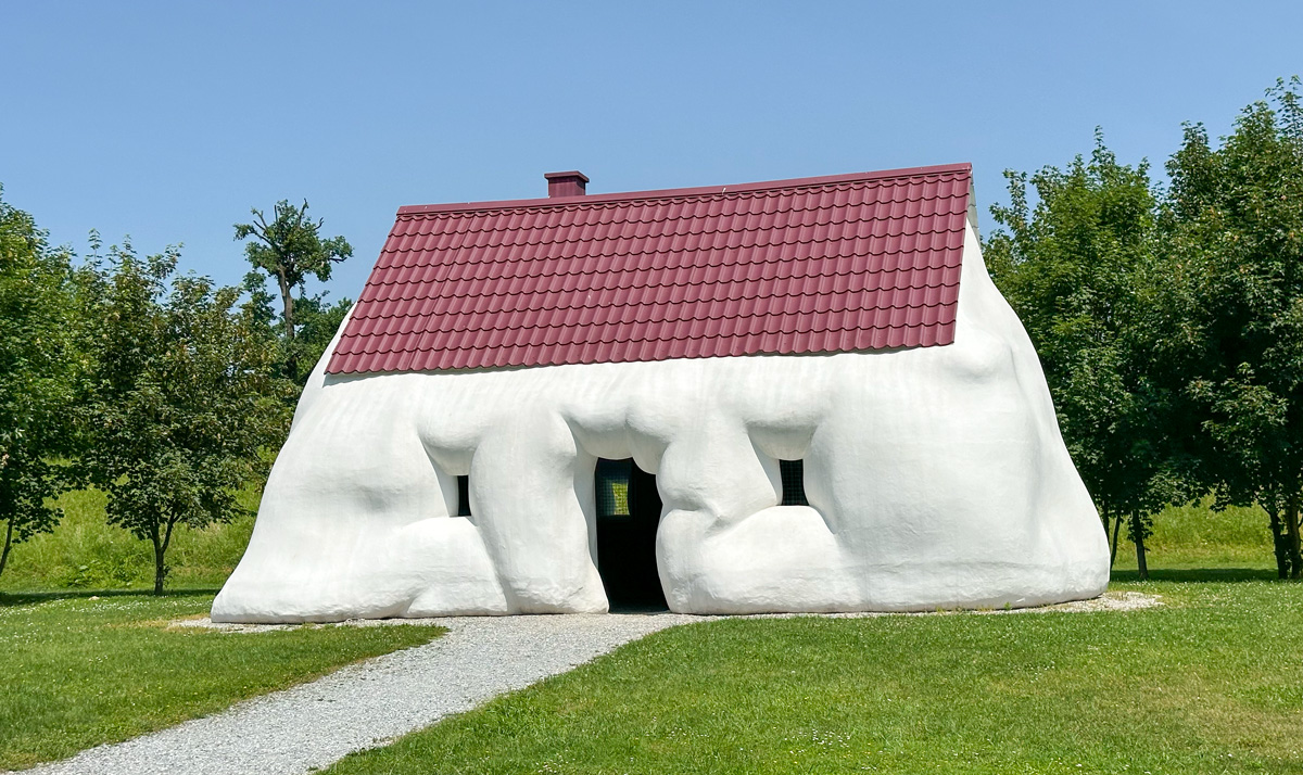 An art installation of a house at Austria Sculpture Park