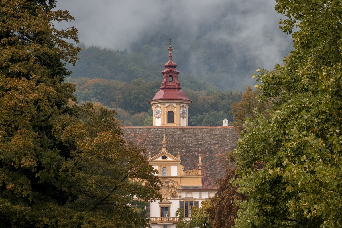 The grounds of Eggenberg Palace in autumn are a treat; though the state halls close from November