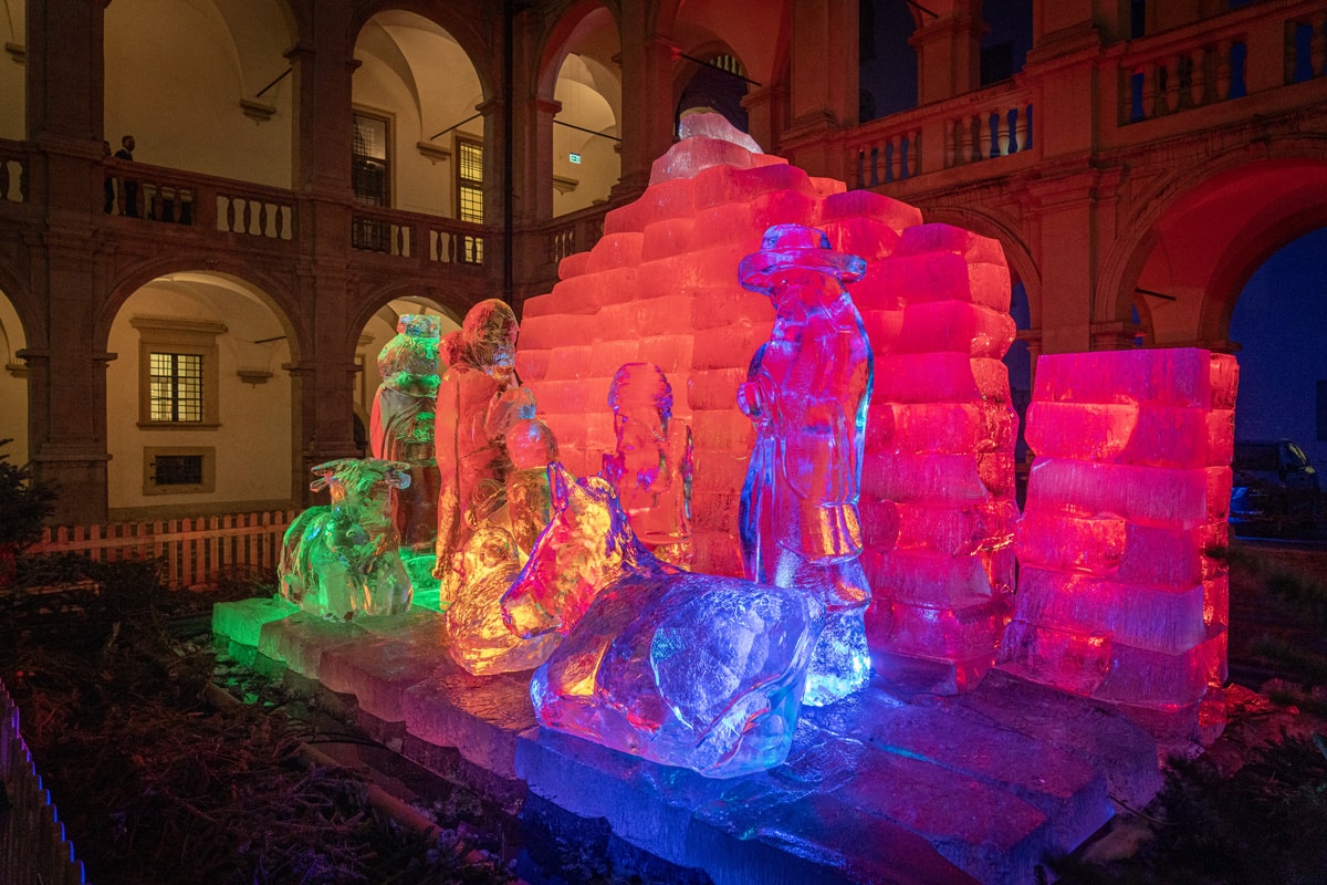 Graz's ice nativity scene is found in the Landhaus Courtyard